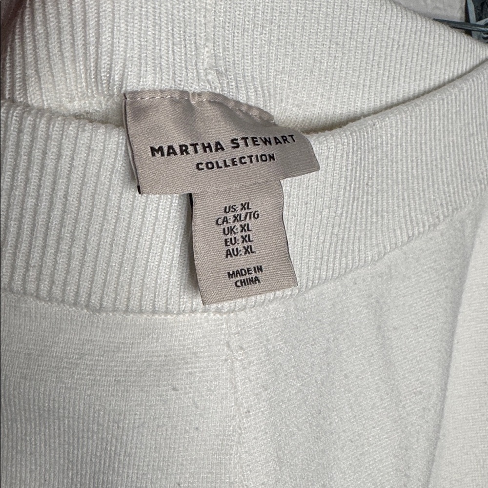 Martha Stewart Cream Wide Leg Stretch Heavy Knit Lounge Pants XL Chic High Waist - Picture 4 of 7